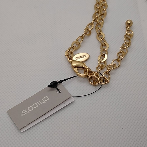 Chico's long gold necklace with charms - Picture 3 of 4